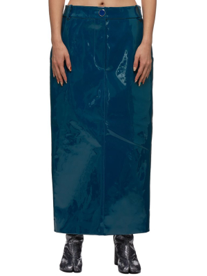 Glossy Maxi Skirt (rr042-petrol)