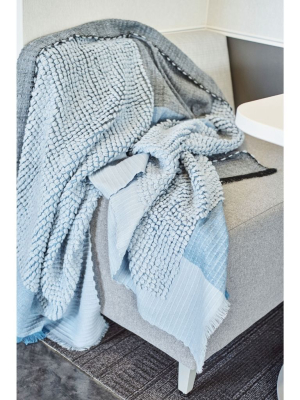 Macaroon Merino Wool Throw Blanket - Sky