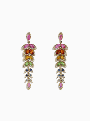 Effy Watercolors 14k Gold Multi Sapphire And Diamond Earrings, 3.65 Tcw