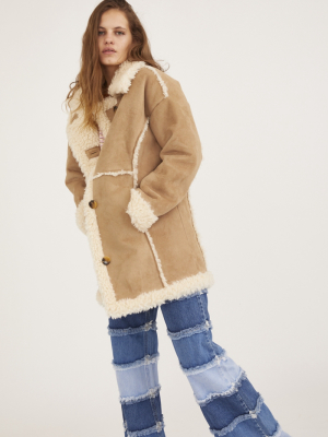 Uo Marla Faux Shearling Longline Jacket