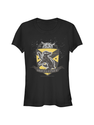 Junior's Harry Potter Hufflepuff Snitch Crest T-shirt