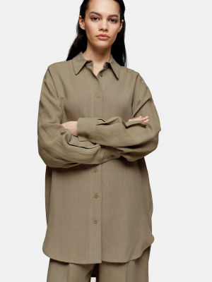 **olive Twill Oversized Shirt By Topshop Boutique