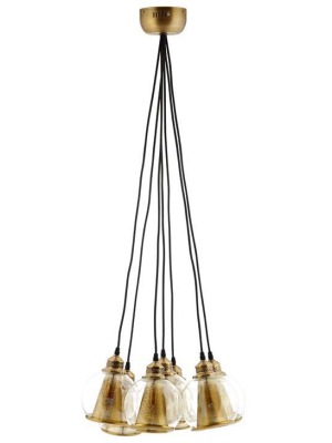 Peak Brass Cone And Glass Globe Cluster Pendant Chandelier