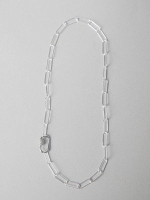 Round Link Paper Clip Chain With Cz Caribener Closure