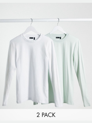 Asos Design Muscle Fit Long Sleeve T-shirt 2 Pack