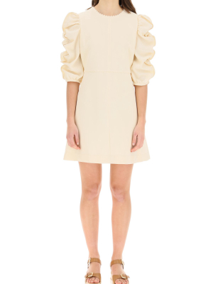 See By Chloé Gathered Puff Sleeve Mini Dress