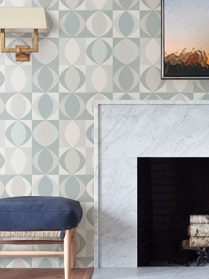 Archer Linen Geometric Wallpaper In Light Blue From The Bluebell Collection By Brewster Home Fashions