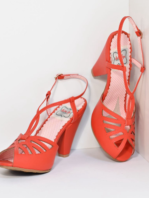 Bettie Page Red Slingback Cut-out Aria Heels