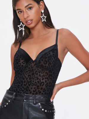 Mesh Leopard Print Bodysuit