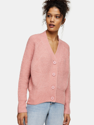 Pink Pointelle Knitted Cardigan