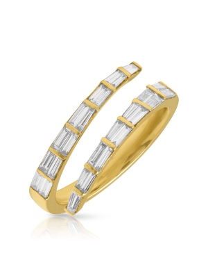 14kt Yellow Gold Baguette Diamond Open Wrap Ring