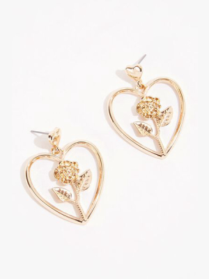 Heart Rose Earrings