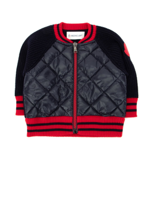 Moncler Enfant Quilted Panel Zipped Cardigan