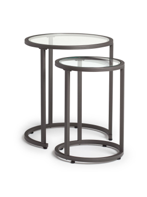 20" Camber Modern Glass Round Nesting Table - Studio Designs