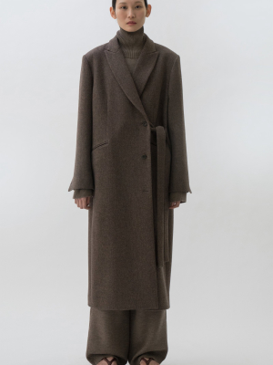 Belted Wool-blend Coat