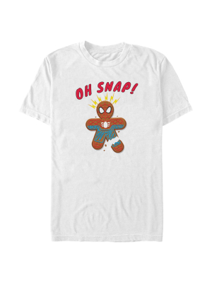 Men's Marvel Christmas Spider-man Snap Gingerbread Cookie T-shirt