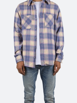 Metal Button Flannel - Blue/yellow