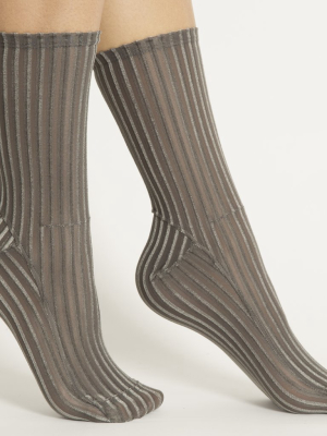 Darner Gray Ribbed Velvet Socks