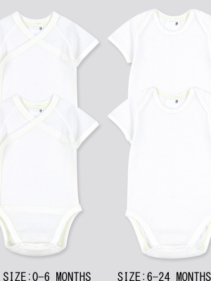 Newborn Cotton Mesh Inner Short-sleeve Bodysuit (set Of 2)