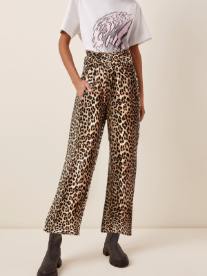 Belted Jacquard Wide-leg Pants