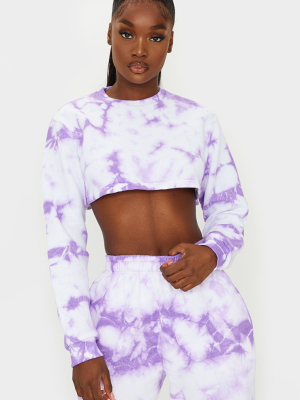 Tall Lilac Tie Dye Extreme Cropped Sweater