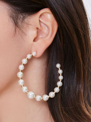 Faux Pearl Hoop Earrings