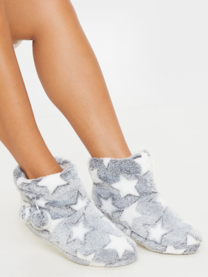Grey Star Boot Slippers