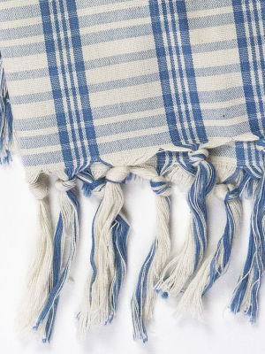 Coco Plaid Towel In Natural Indigo