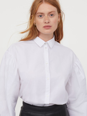 Puff-sleeved Cotton Shirt