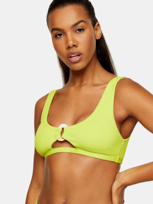 Lime Green Crinkle Ring Bikini Bottoms