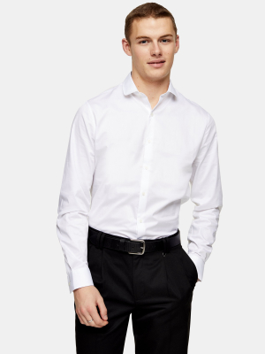 White Penny Collar Slim Shirt