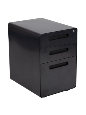 Flash Furniture Ergonomic 3-drawer Mobile Locking Filing Cabinet With Anti-tilt Mechanism And Hanging Drawer For Legal & Letter Files