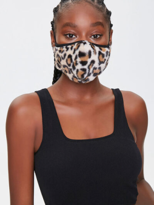 Plush Leopard Print Face Mask