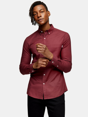 Burgundy Stretch Skinny Oxford Shirt