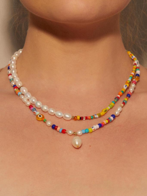 Beaded Pearl Drop Necklace