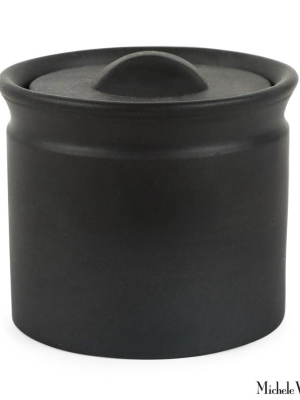 Matte Black Lidded Stoneware Jar Small