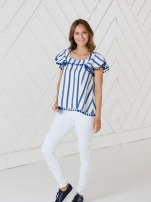 Stripe Pom Pom Top