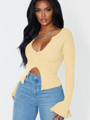 Shape Stone Brushed Rib Long Sleeve Top