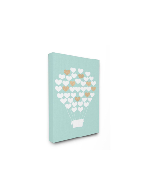 16"x1.5"x20" White Gold Teal Heart Hot Air Balloon Stretched Canvas Wall Art - Stupell Industries