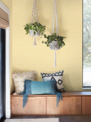 Stacked Scallops Wallpaper In Yellow From The Magnolia Home Vol. 3 Collection By Joanna Gaines