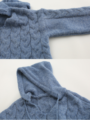 'ramie' Cable-knit Hooded Sweater (4 Colors)