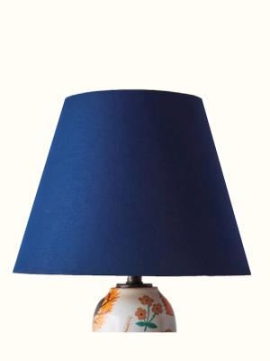 Lampshade In Blue Bookcloth (multiple Sizes)