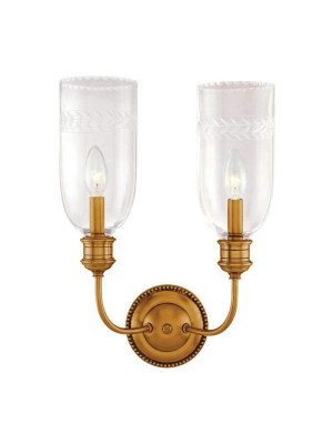 Lafayette 2 Light Wall Sconce Aged Brass