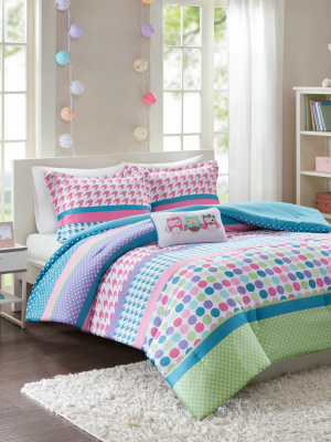 Linda Polka Dot Comforter Set - Aqua