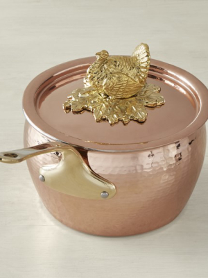 Ruffoni Historia Copper Covered Saucepan With Turkey Finial