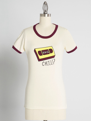 Wanna Vhs And Chill? Ringer Tee