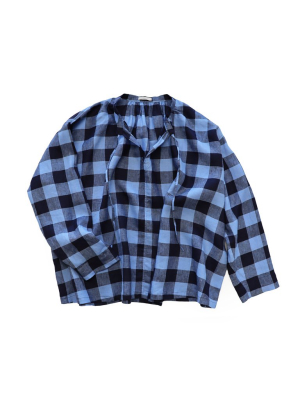 Peasant Shirt In Blue Plaid