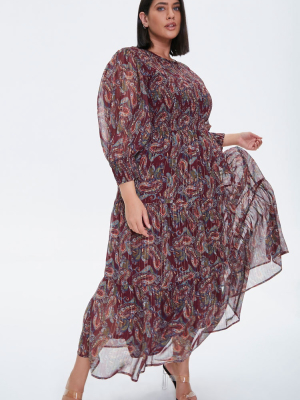 Plus Size Paisley Smocked Dress