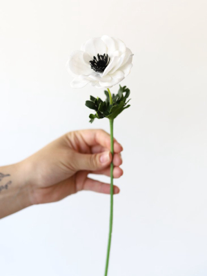 Real Touch White Anemone Flower - 14"