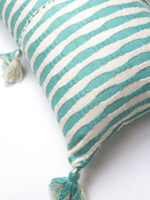 Antigua Pillow - Faded Aqua Striped